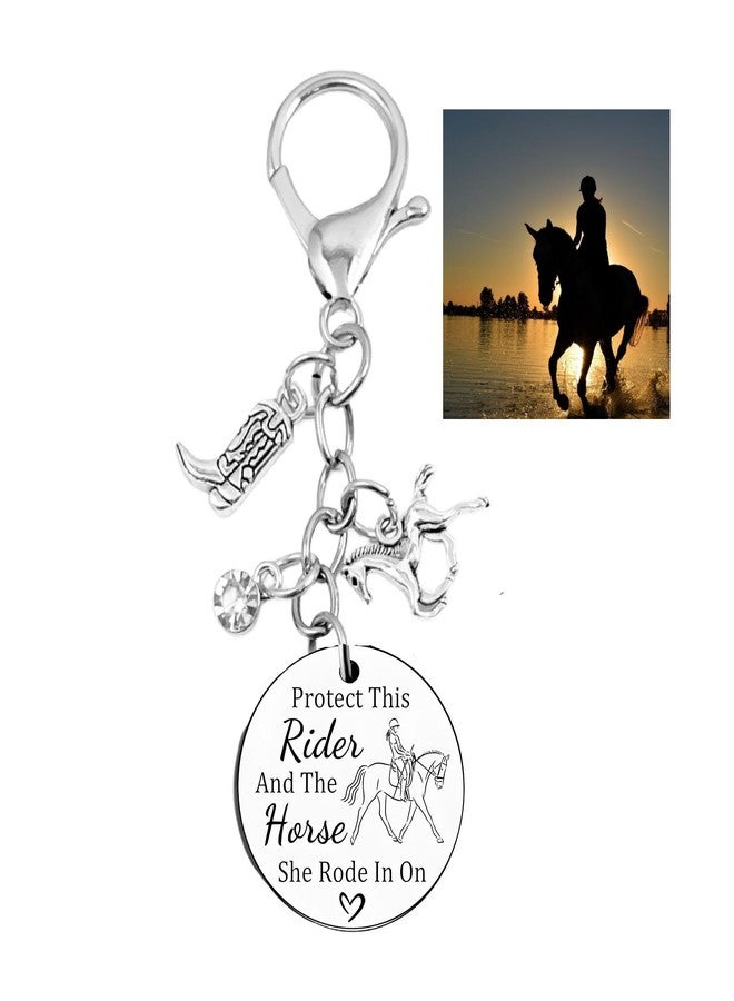 Dorla Cool Protect This Rider and The Horse She Rode in On Saddle Charm Horse Lover Gifts for Women Girl Equestrian Riders Lovers Trainer Stuff Keychain Charms for Birthday Christmas - Image 1